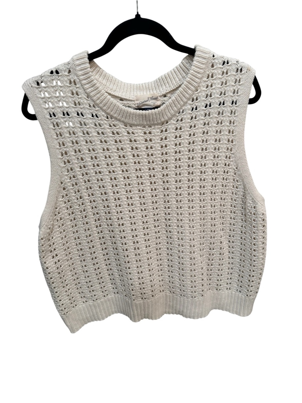 Universal Thread Womens Size XXL Cream Textured Knit Sweater Vest Fisherman